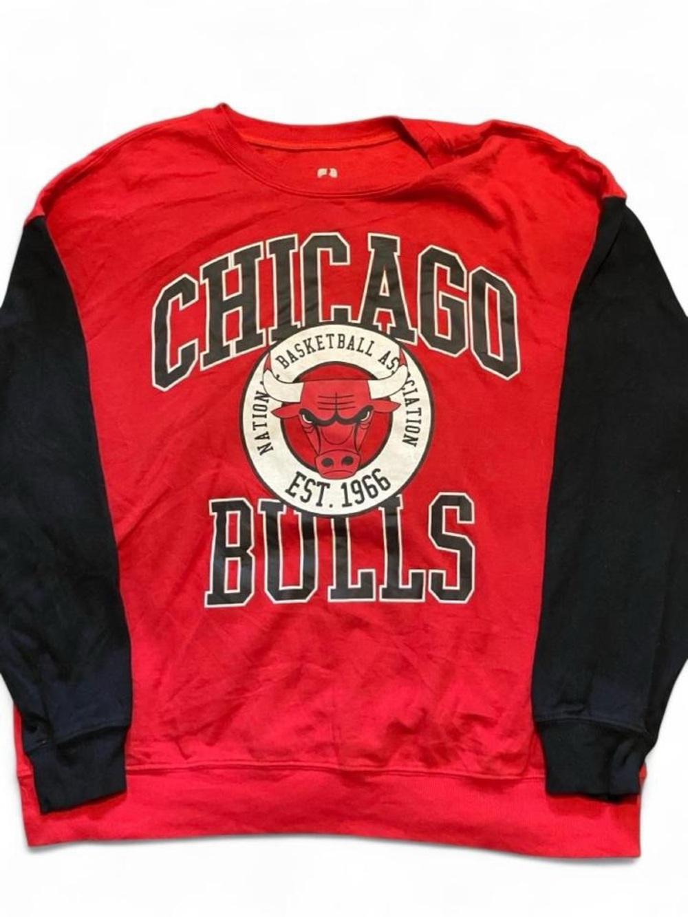 NBA Chicago Bulls Oversized Color Block Long Sleeve Crewneck 2XL